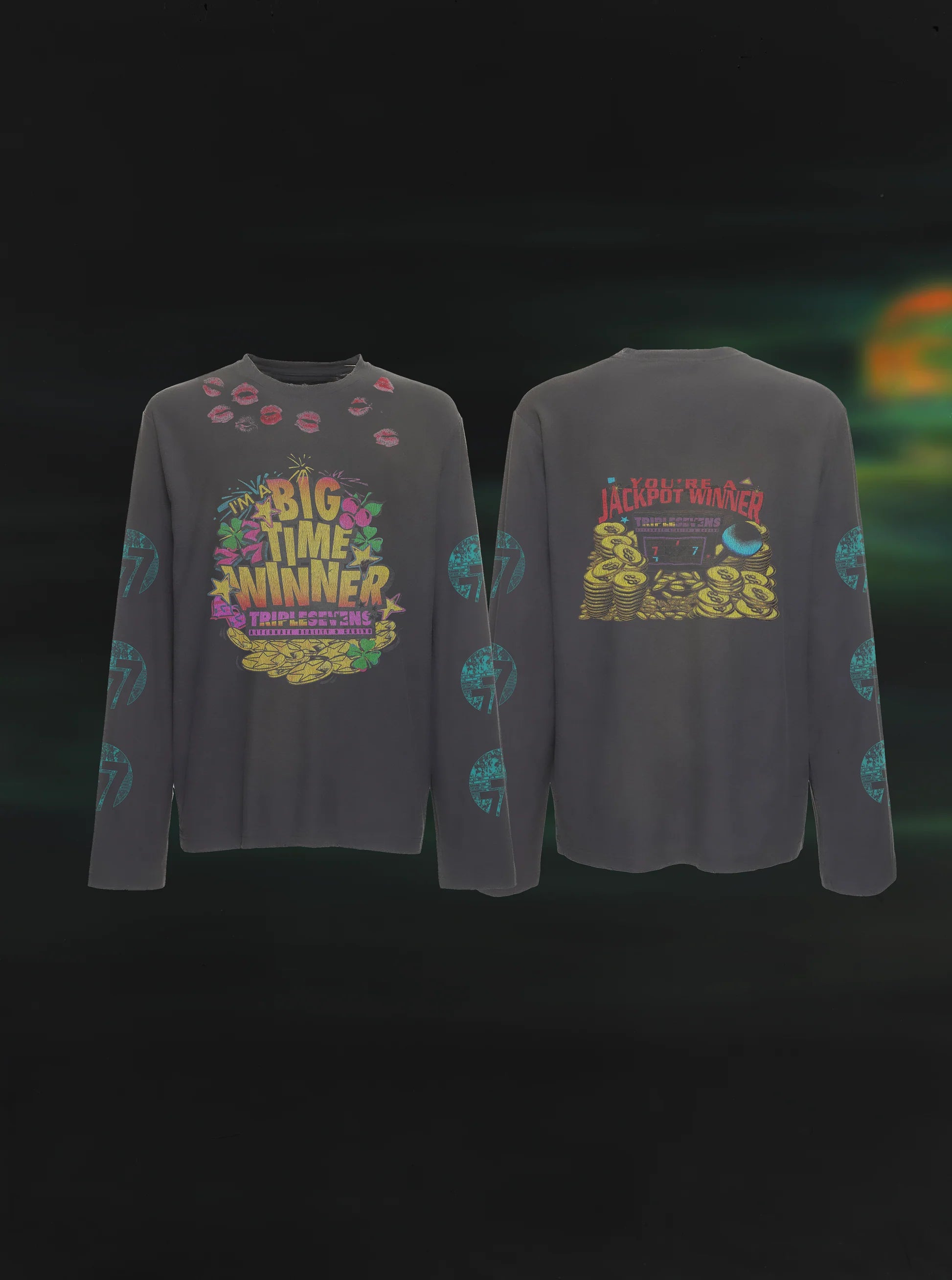 Triple 7s "Lucky Kiss" Black Long Sleeve