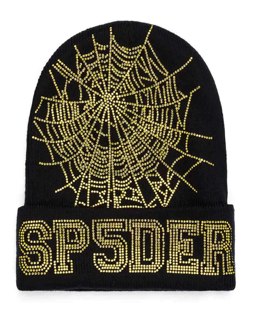 Sp5der "Black/Yellow" Rhinestone Beanie