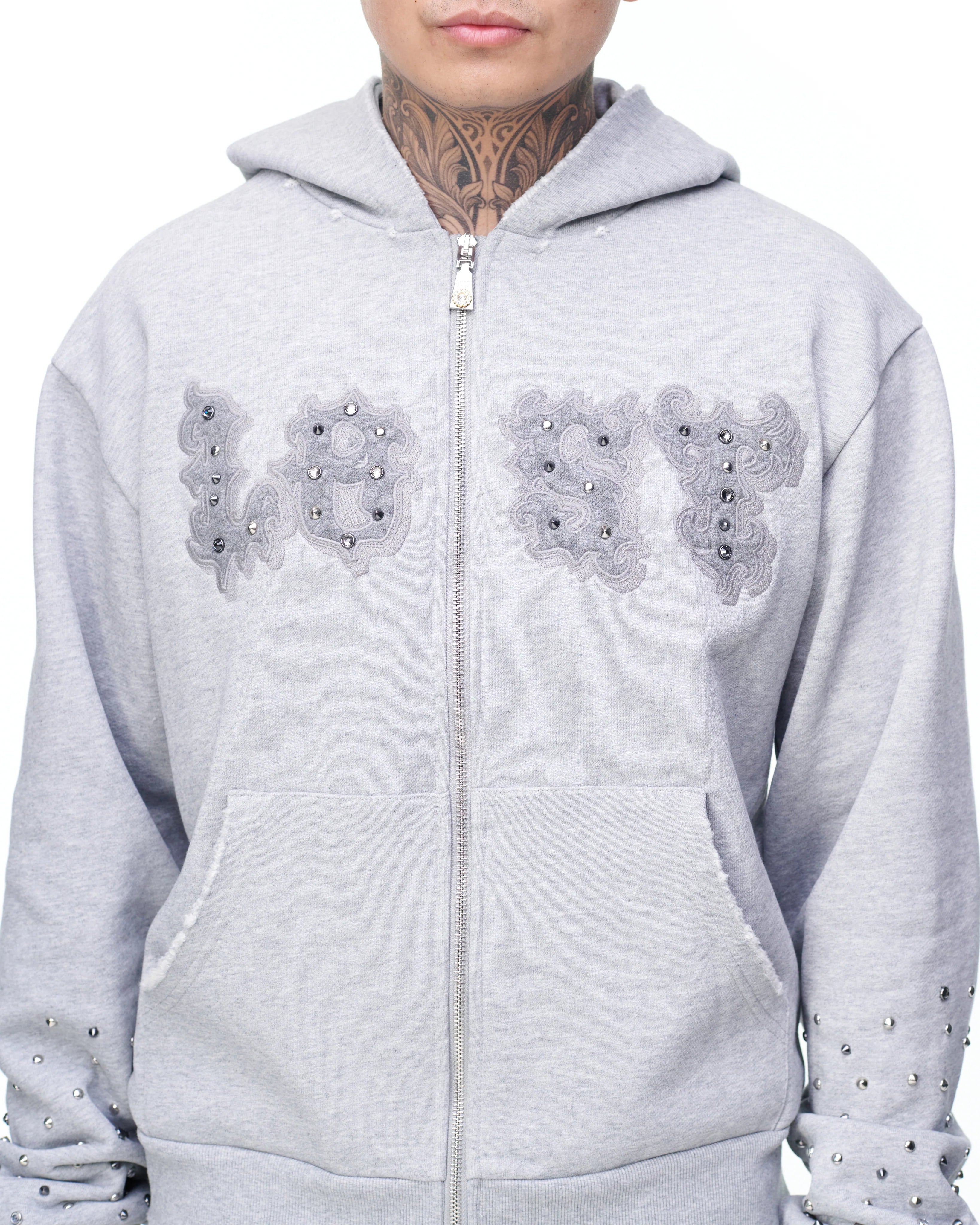 Lost Intricacy "Grey Patch" Zip-Up Hoodie