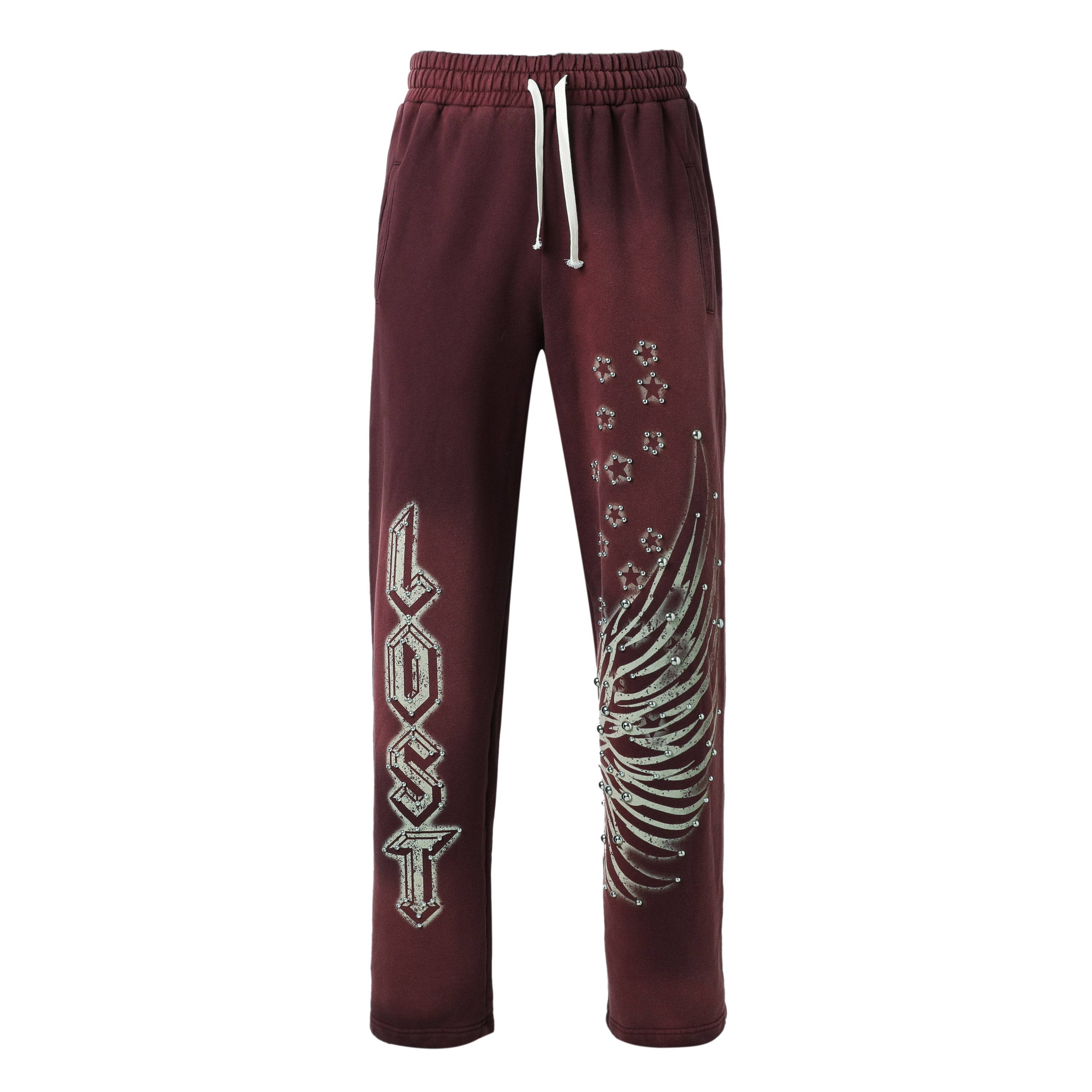 Lost Intricacy Burgundy Flared Sweatpants