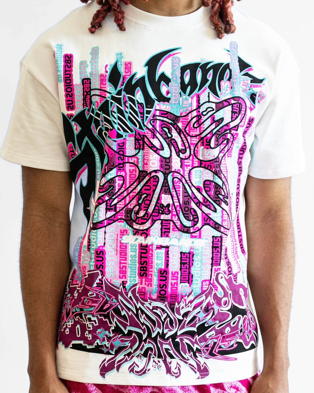SB Studios "Pink Rain V2" White T-Shirt