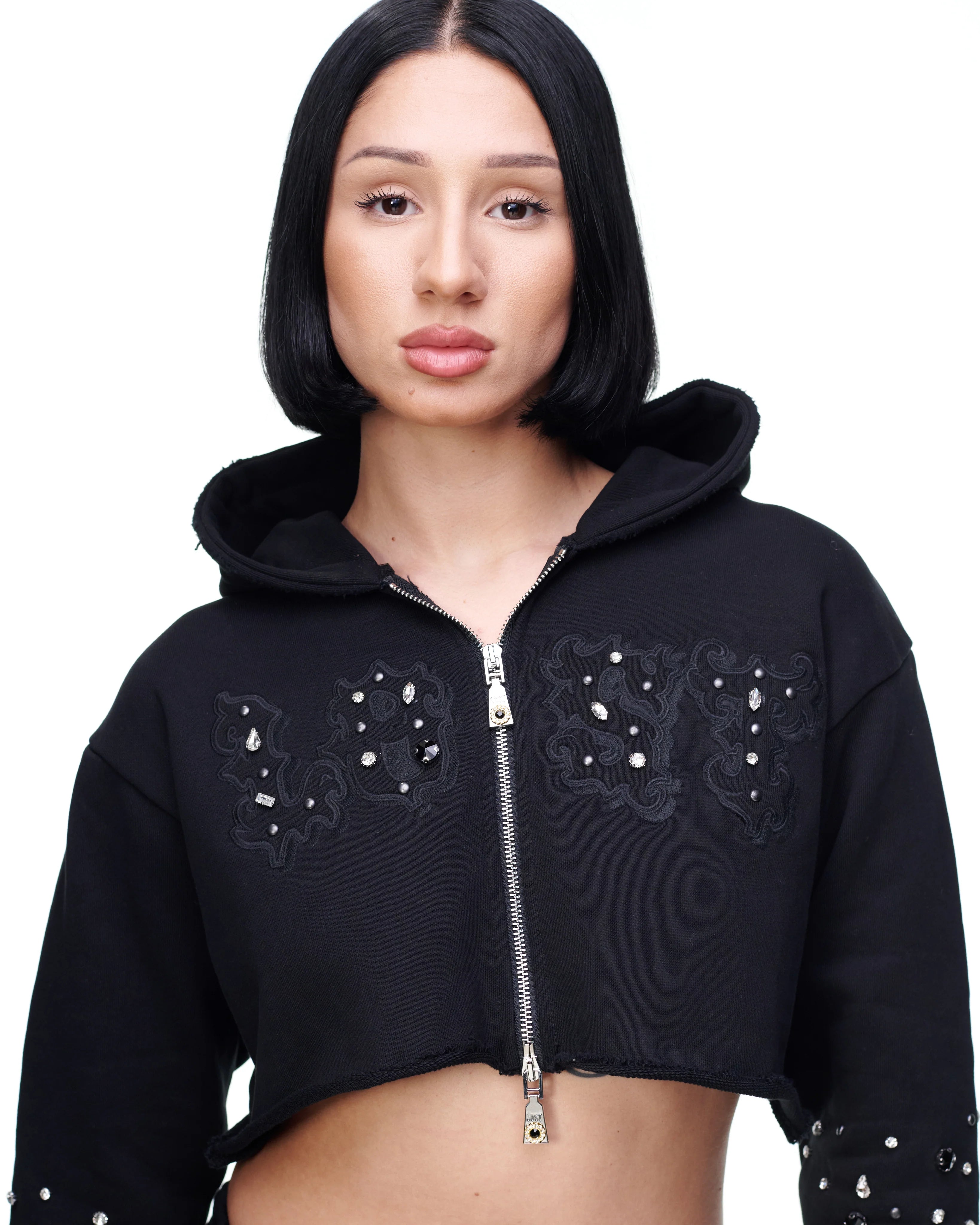 Lost intricacy "Black Patch" Women's Zip-Up Hoodie
