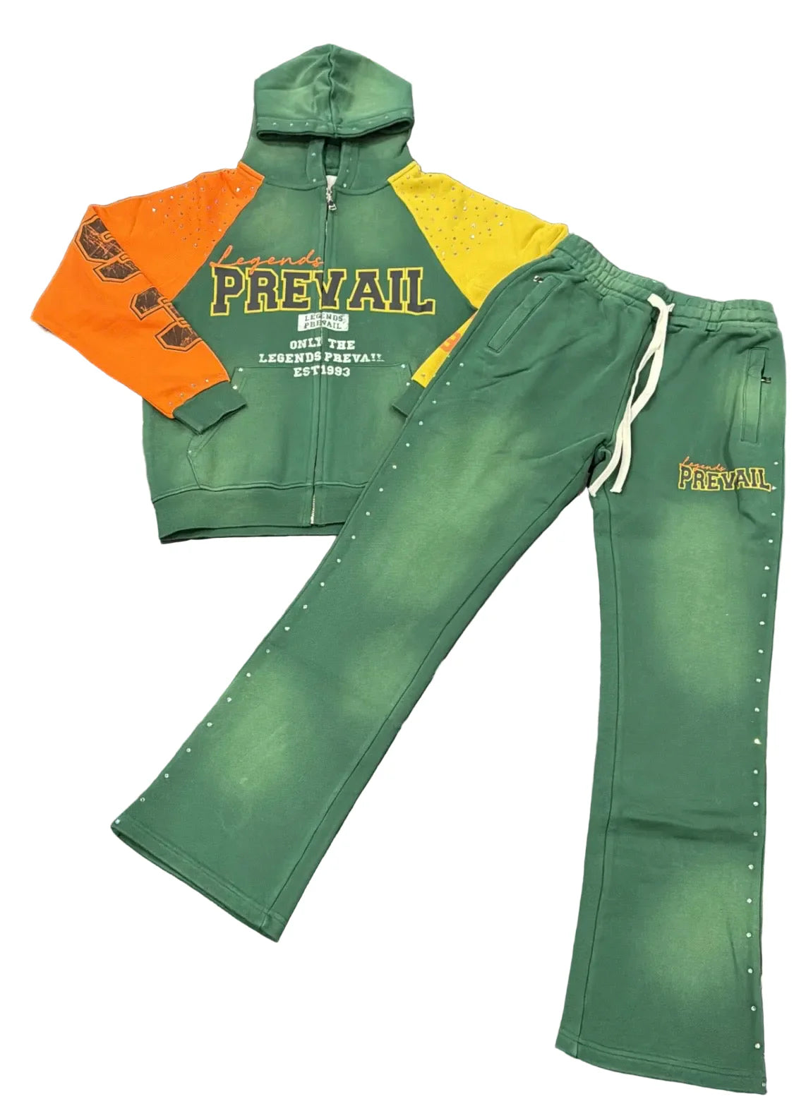 Legends Prevail Color Block Sweatsuit (Green/Orange/Yellow)