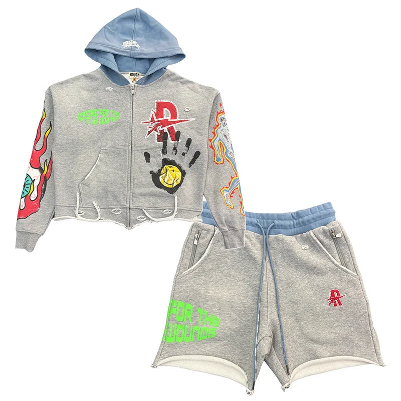 RoughPlay Shorts Set (Grey/Blue)