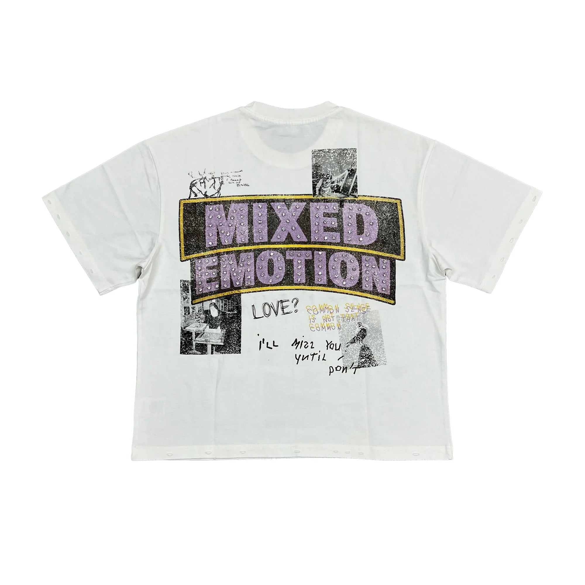 Mixed Emotions "Lost Identity" White Rhinestone T-Shirt
