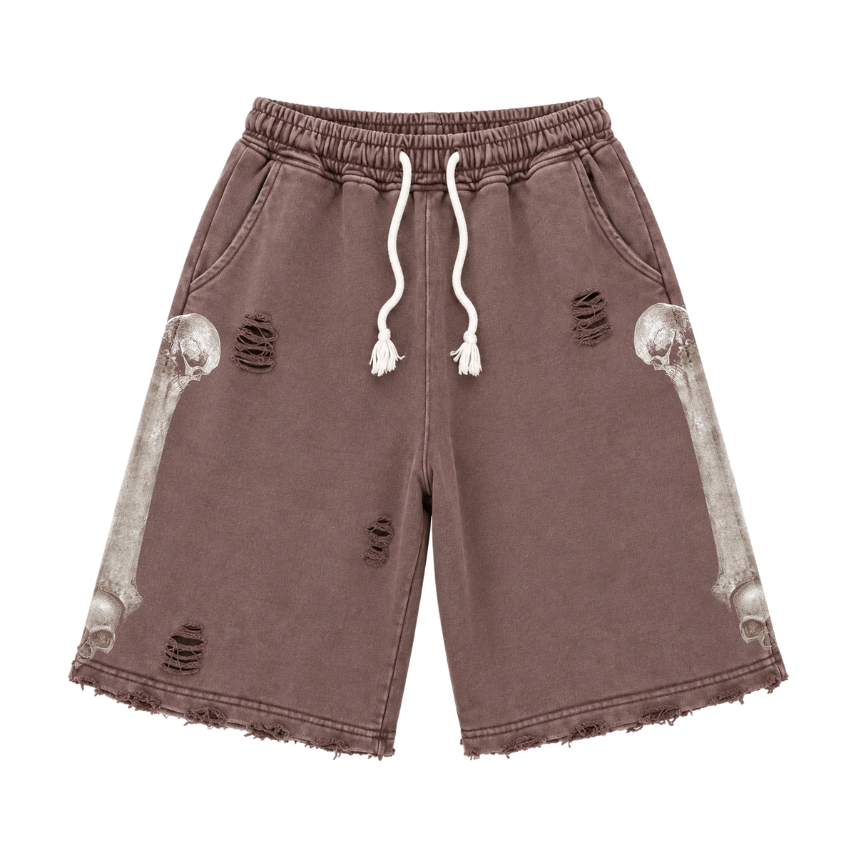 FLR 914 "Skull Set" Brown Wash Full Shorts Set