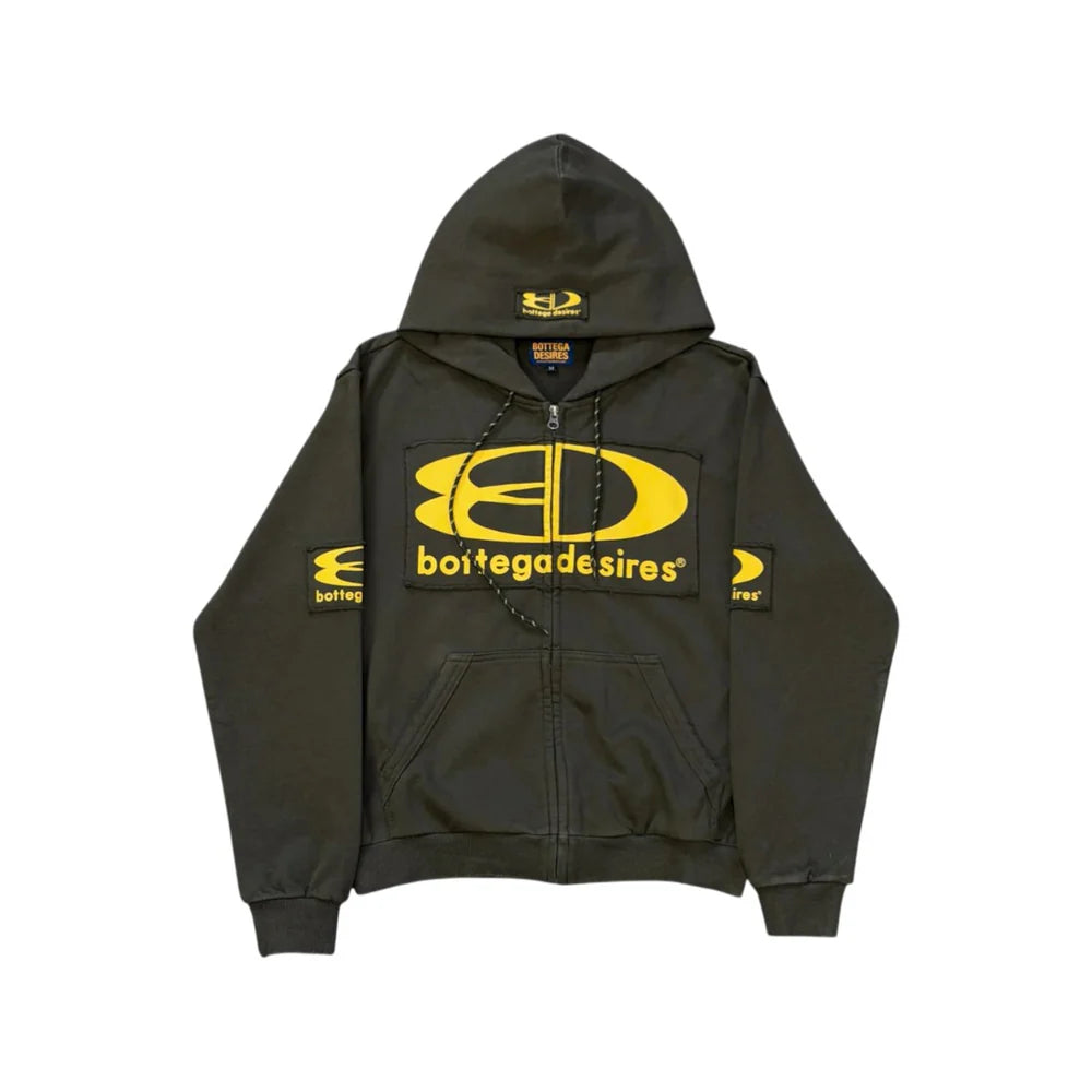 Bottega Desires "Tech" Green Zip-Up Hoodie