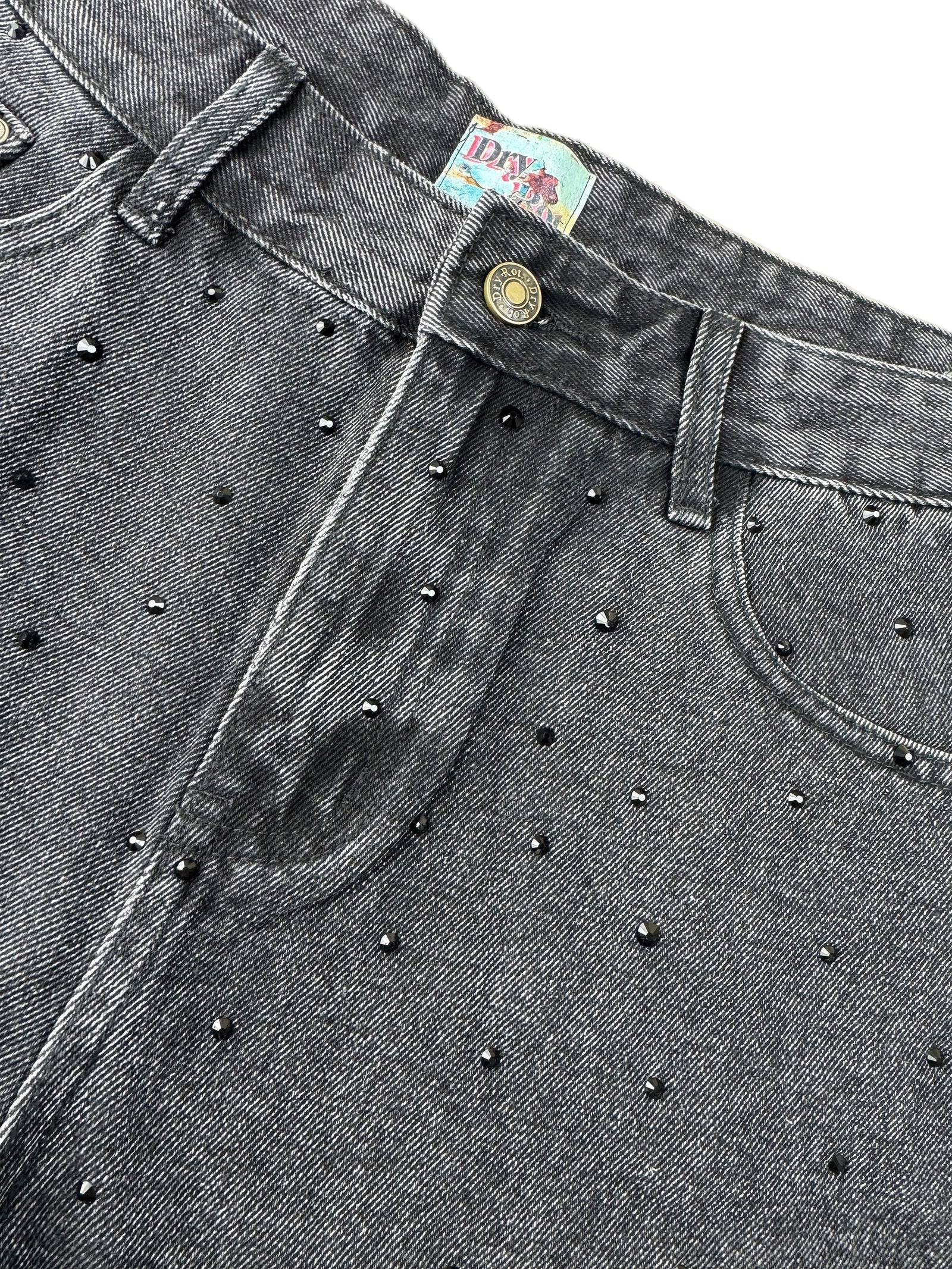 Dry Rot "Shadow" Black Rhinestone Jean Shorts