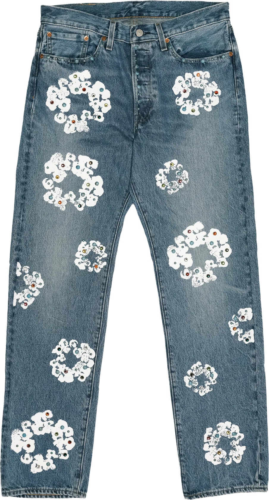 Denim Tears Rhinestone Cotton Wreath Light Wash Jeans