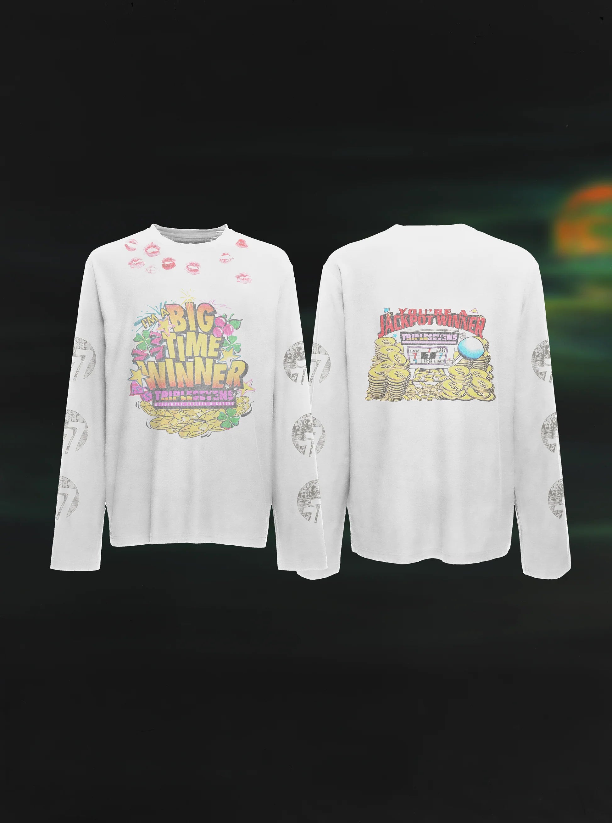 Triple 7s "Lucky Kiss" White Long Sleeve