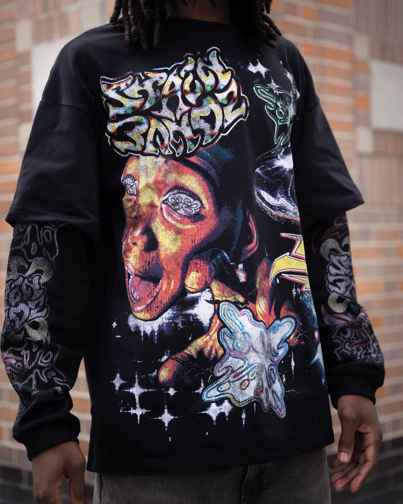 SB Studios "Oversized" Black Thermal Long Sleeve T-Shirt