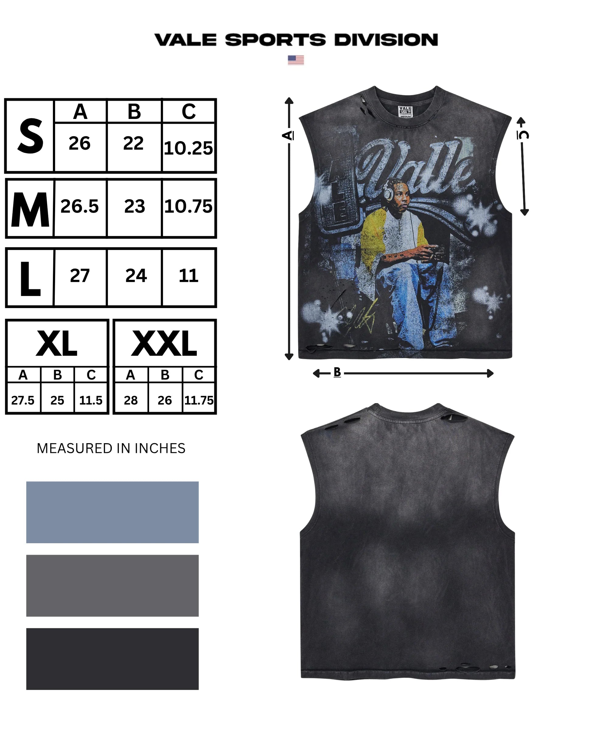 Vale "Game Time" Black Sleeveless T-Shirt