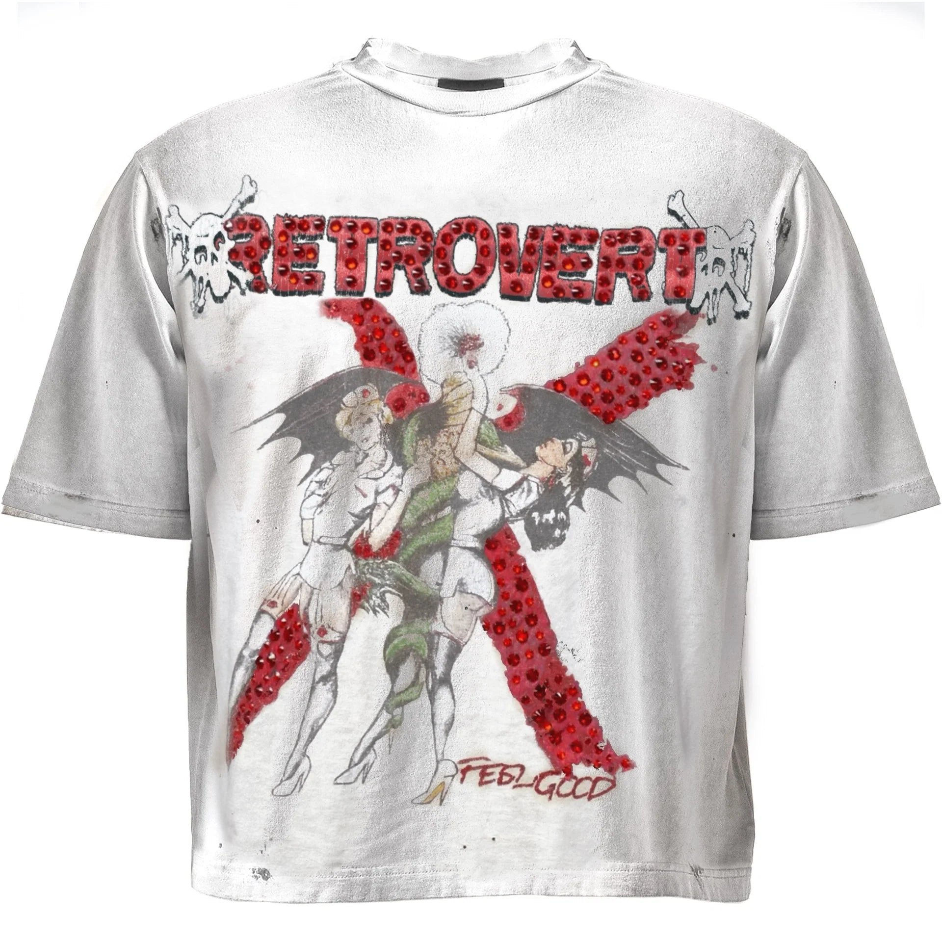 Retrovert "Nurse" Rhinestone White T-Shirt