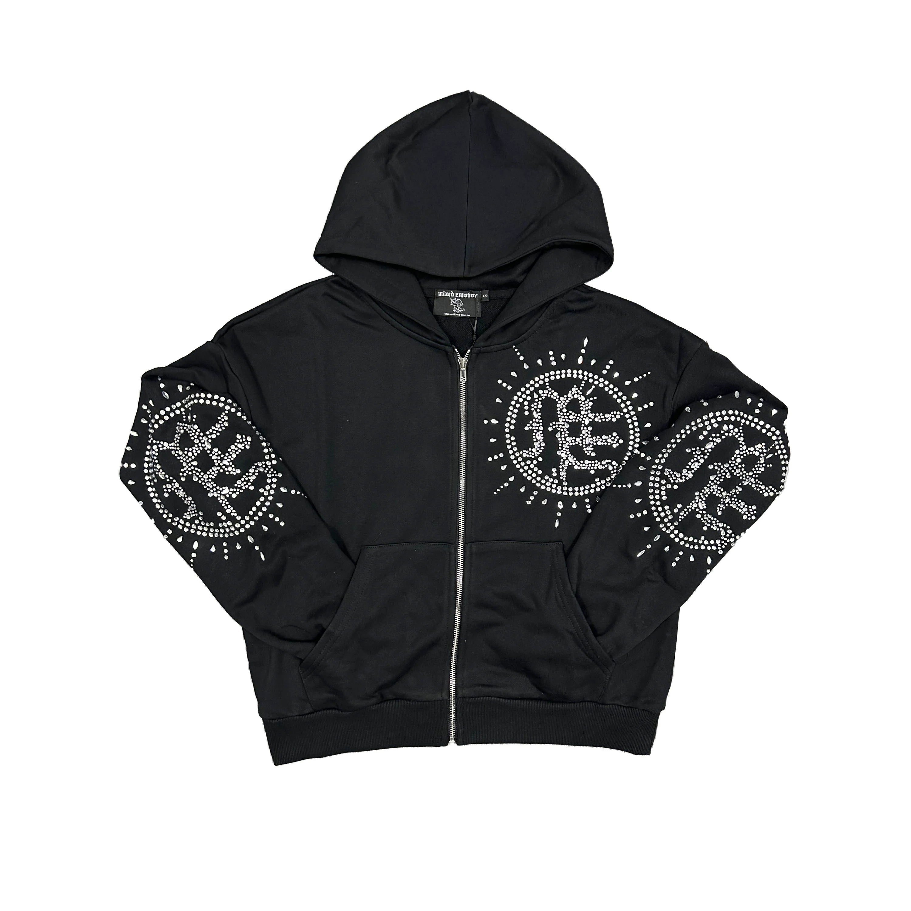 Mixed Emotions "Eclipse" Black Rhinestone Zip-Up Hoodie