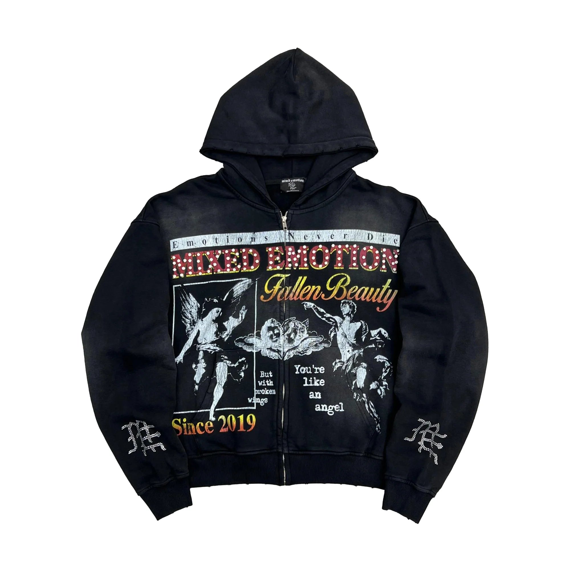Mixed Emotions "Broken Wings" Black Zip-Up Hoodie
