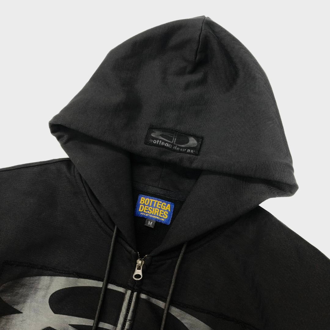 Bottega Desires "Tech" Black Zip-Up Hoodie