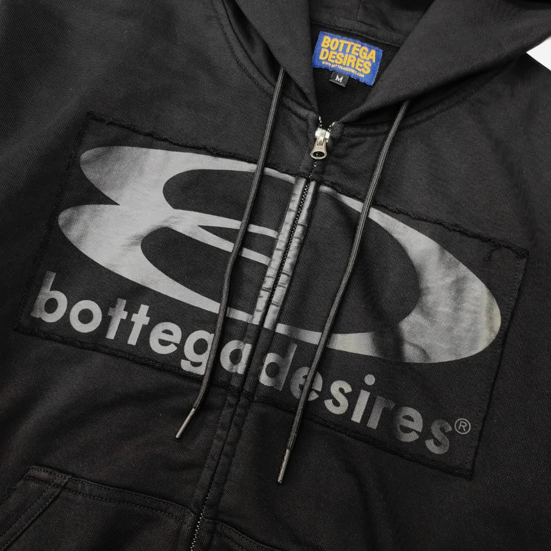 Bottega Desires "Tech" Black Zip-Up Hoodie