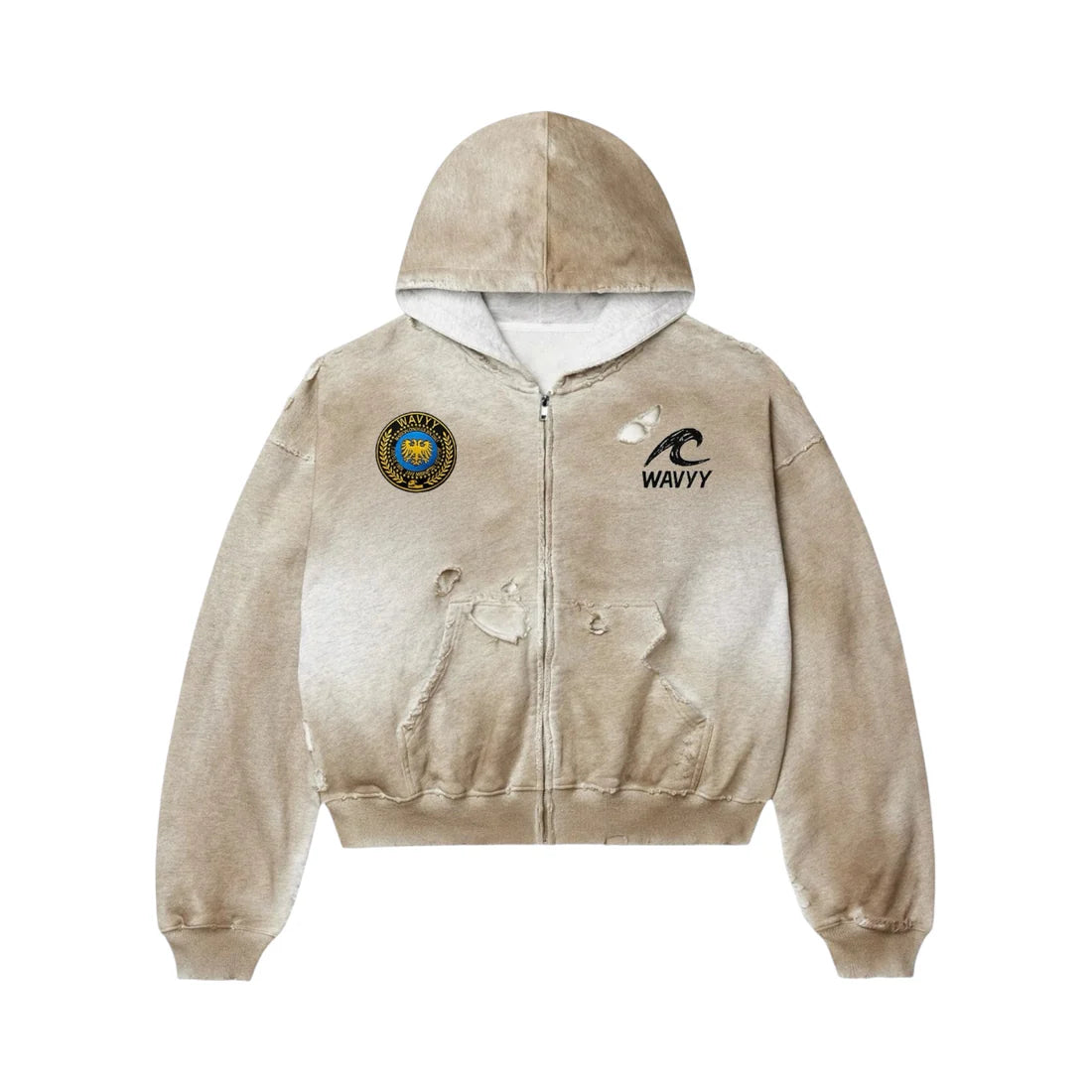 Wavyy "Mudwash" Grey Zip-Up Hoodie