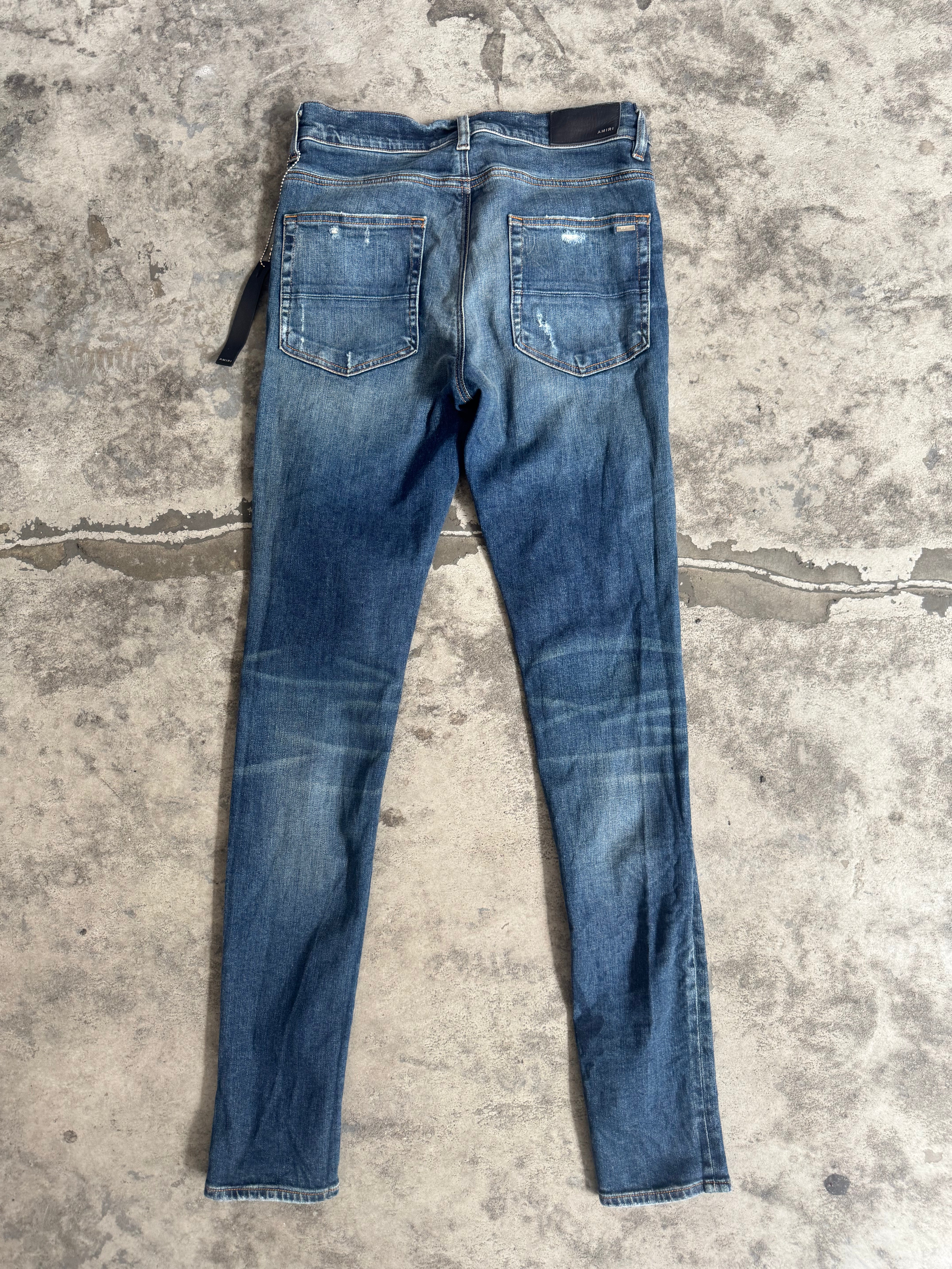 Amiri "Blue Plaid" Denim Jeans Size 32 Pre-Owned
