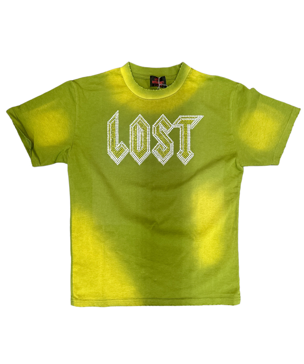 Lost Intricacy "Green Washed" Rhinestone T-Shirt