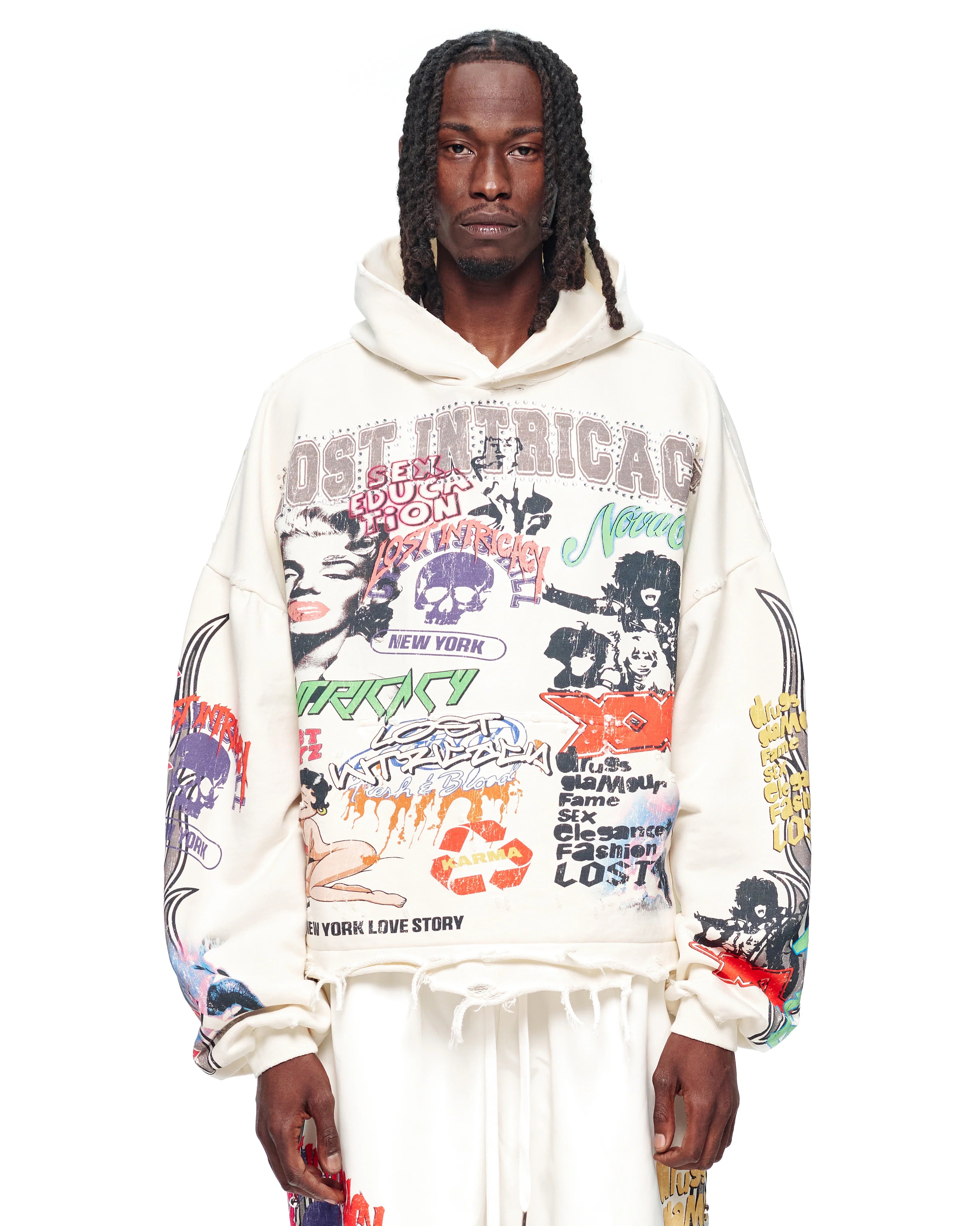 Lost Intricacy "University" White hoodie