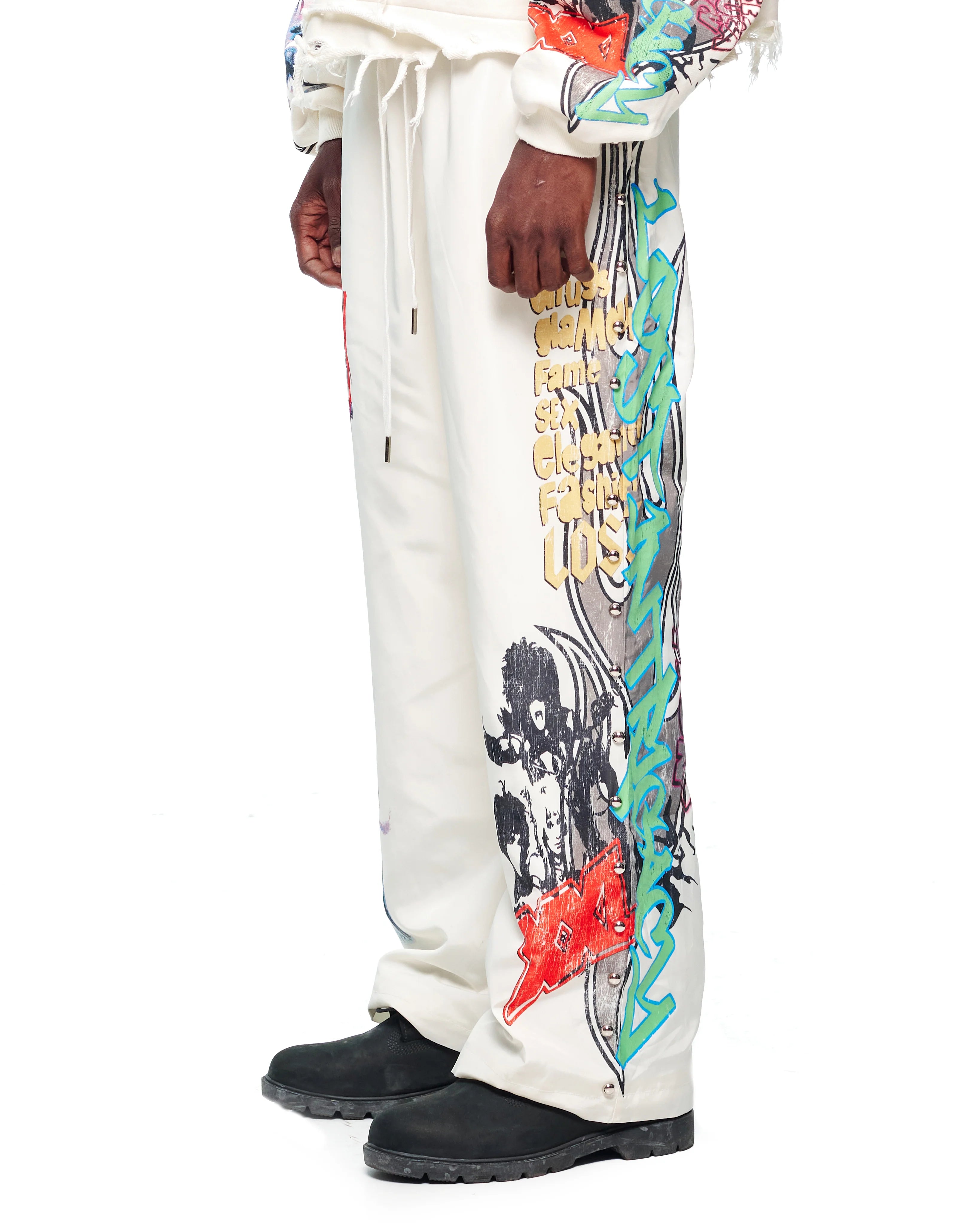 Lost Intricacy "University" White Track Pants