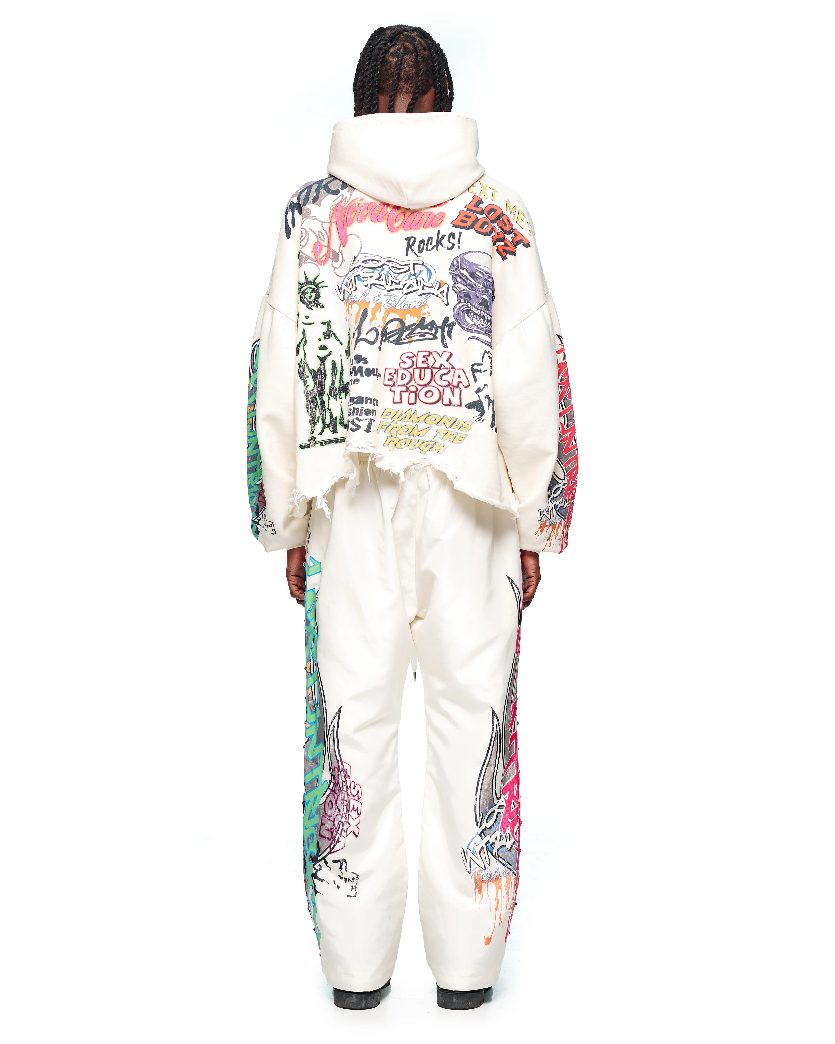 Lost Intricacy "University" White Track Pants