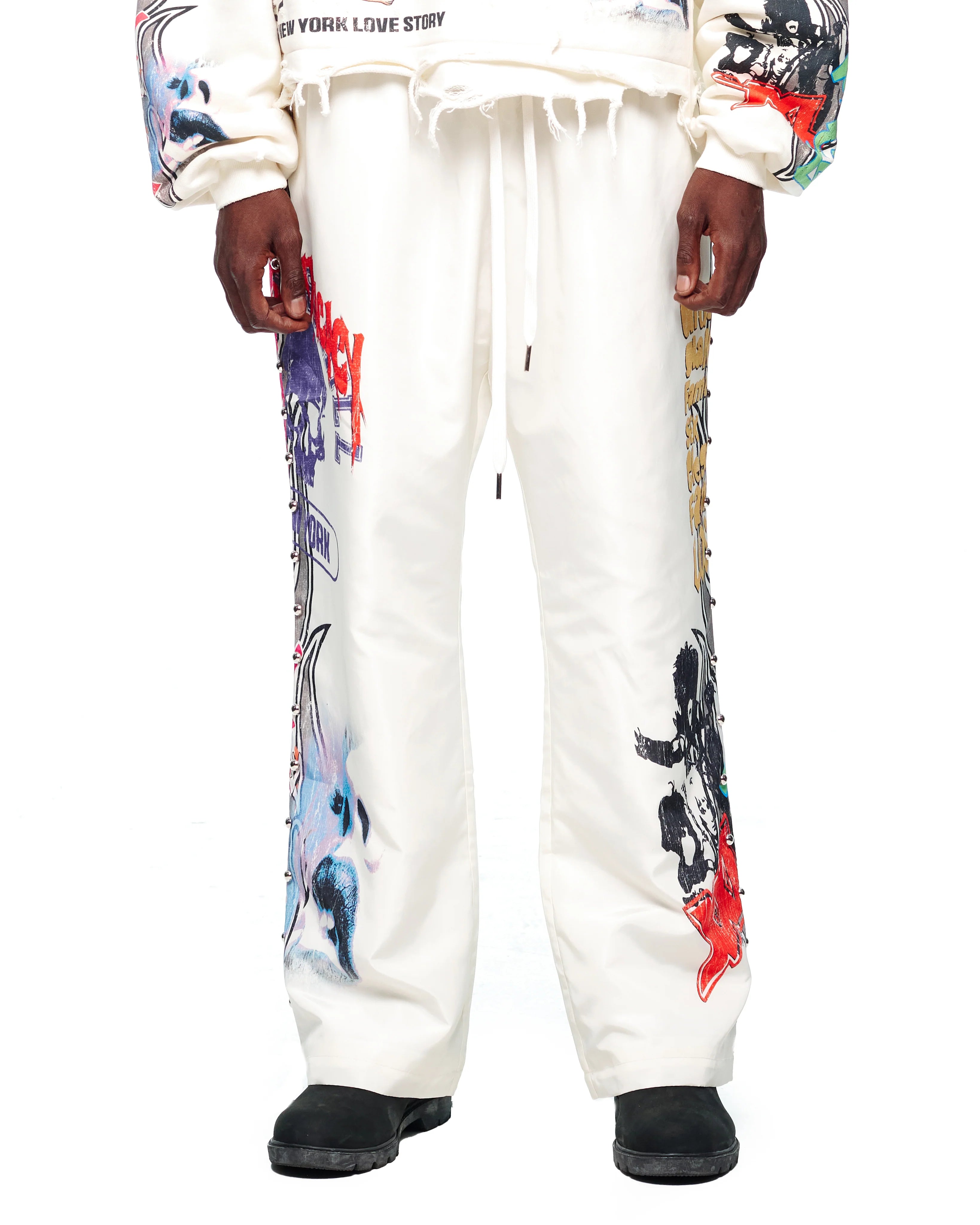 Lost Intricacy "University" White Track Pants