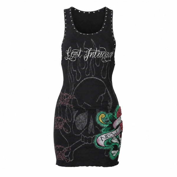 Lost Intricacy "Ink & Bones" Black Dress