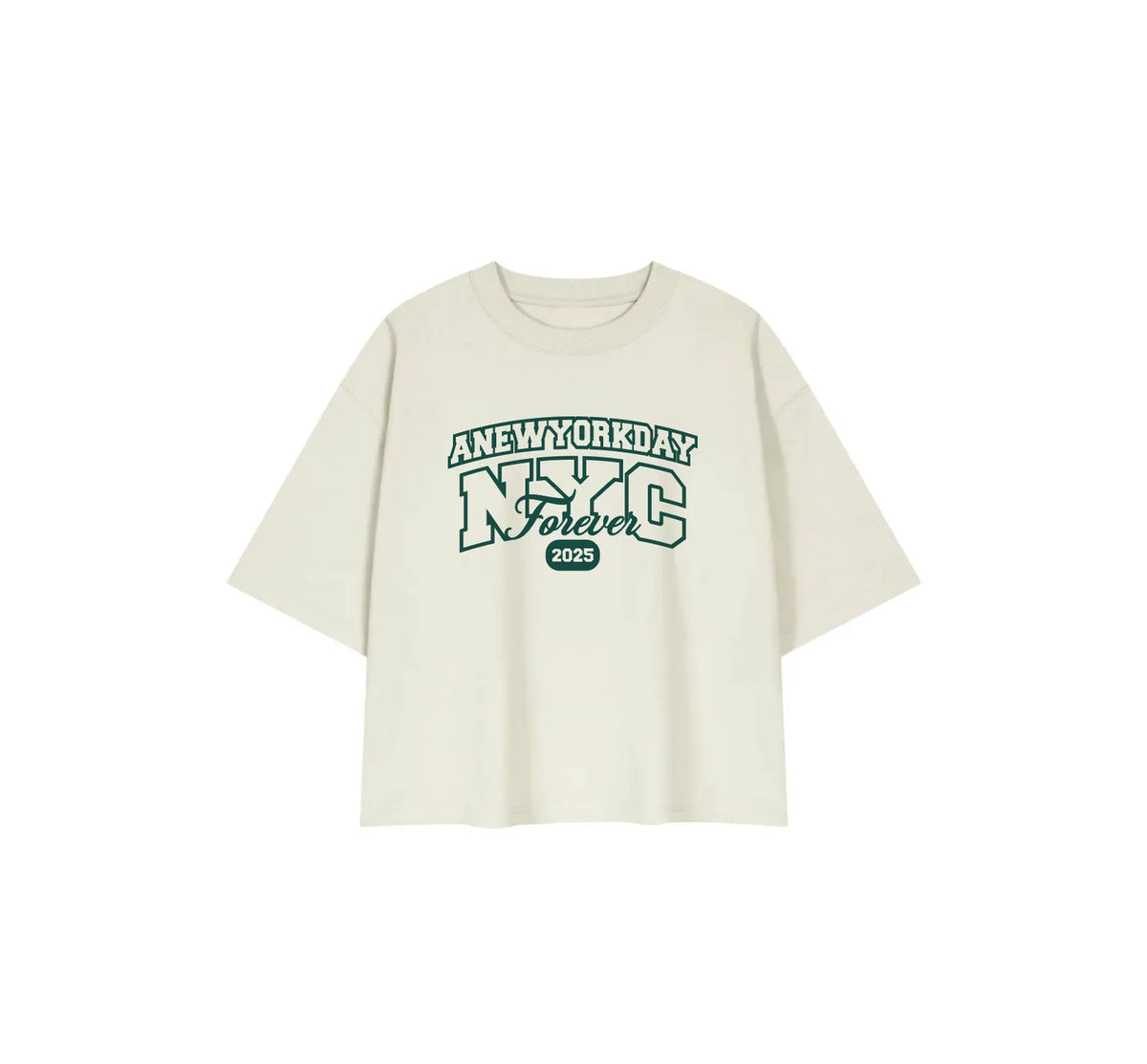 A New York Day "NYC Forever" Cropped Heavy T-Shirt (Cream)