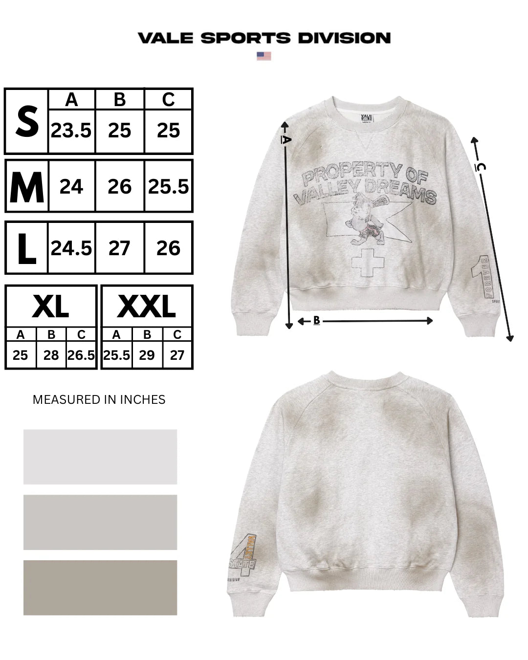 Vale "Prison Break" Grey Crewneck Sweatshirt