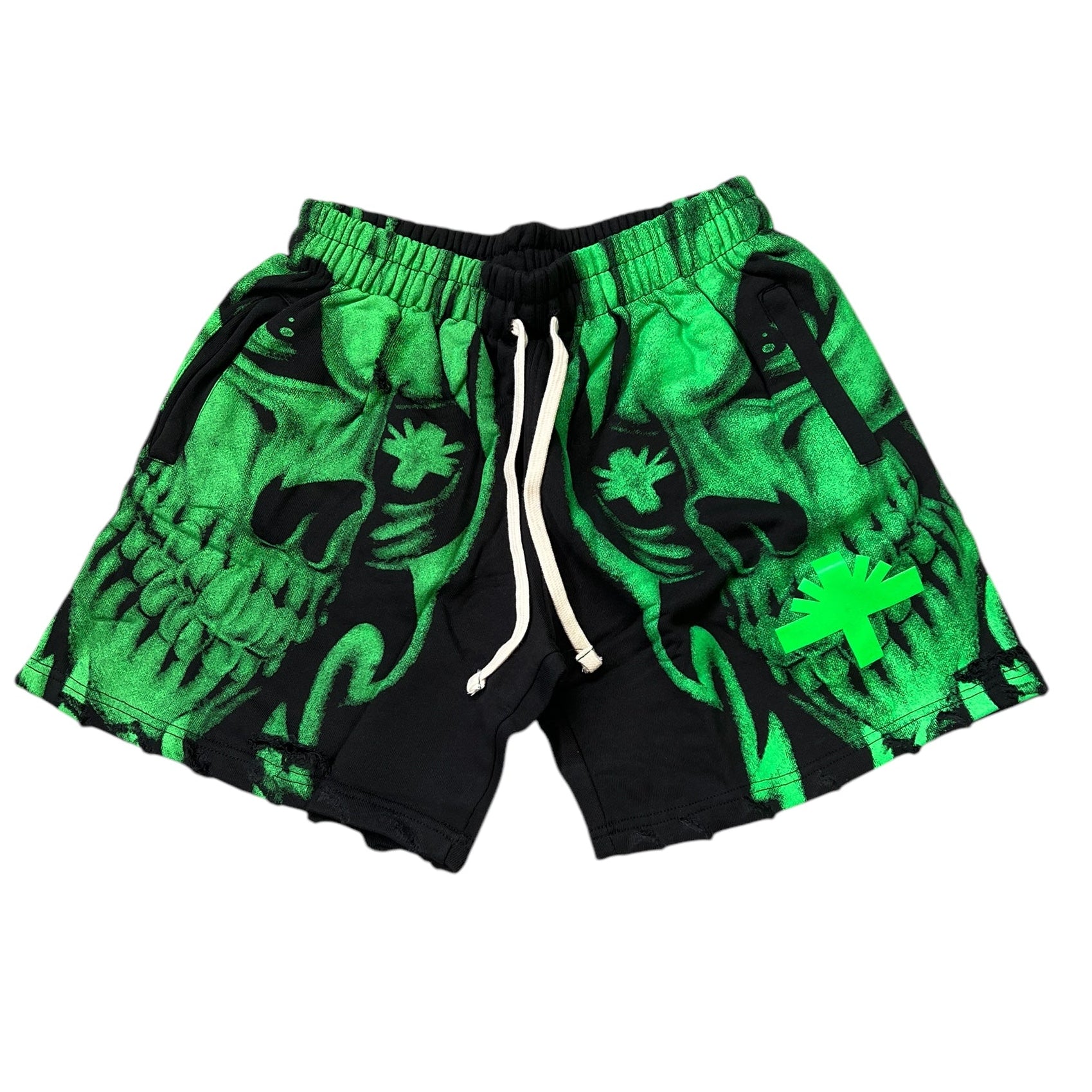 Vertabrae "Skull" Lime Green Shorts