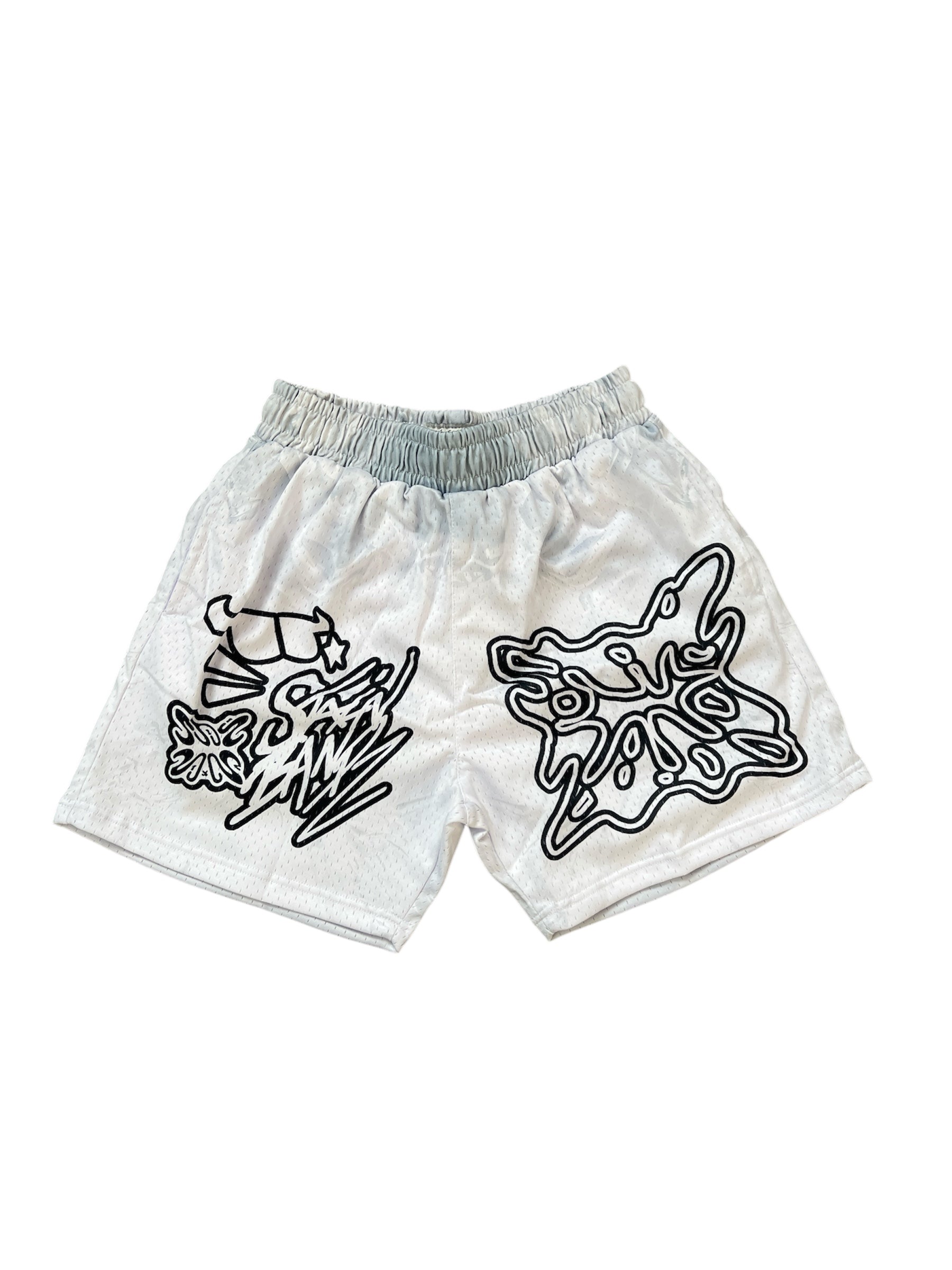 SB Studios Graffiti White Mesh Shorts