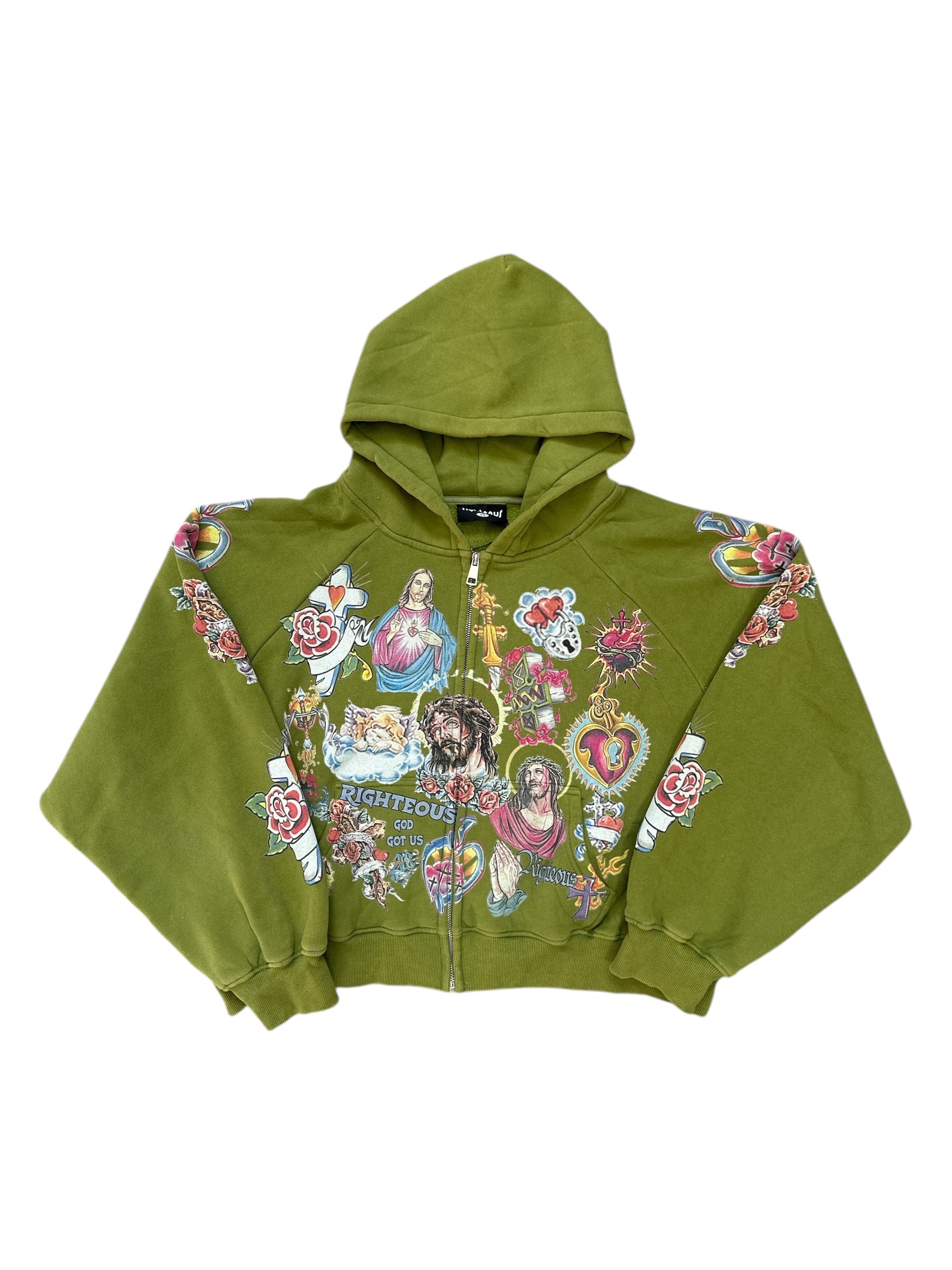 We Are Righteous "Risen King" Green Zip-Up Hoodie