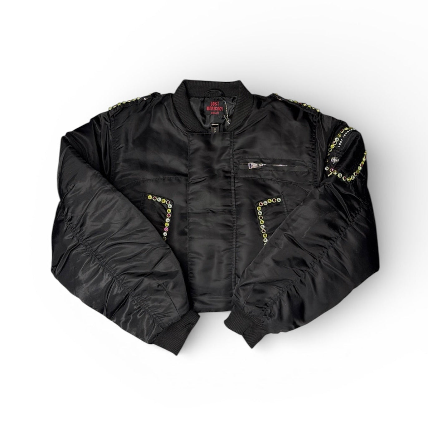 Lost Intricacy "Rainbow Stone" Black Bomber Jacket (WOMENS)