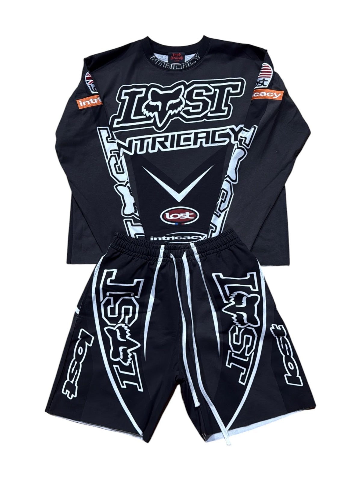 Lost Intricacy "Motocross" Black/White Long Sleeve & Shorts Full Set