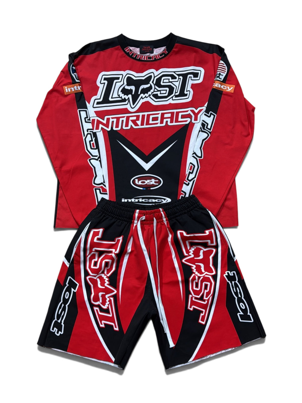 Lost Intricacy "Motocross" Red/Black Long Sleeve & Shorts Full Set