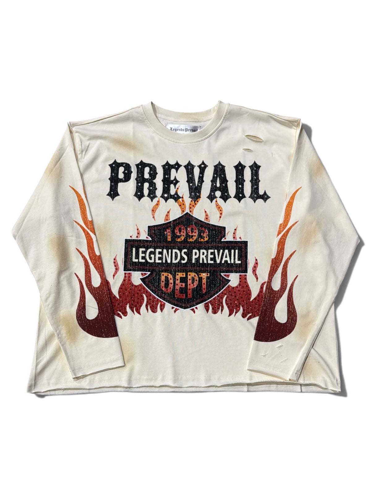 Legends Prevail "Motor Flame" Cream Long Sleeve Shirt