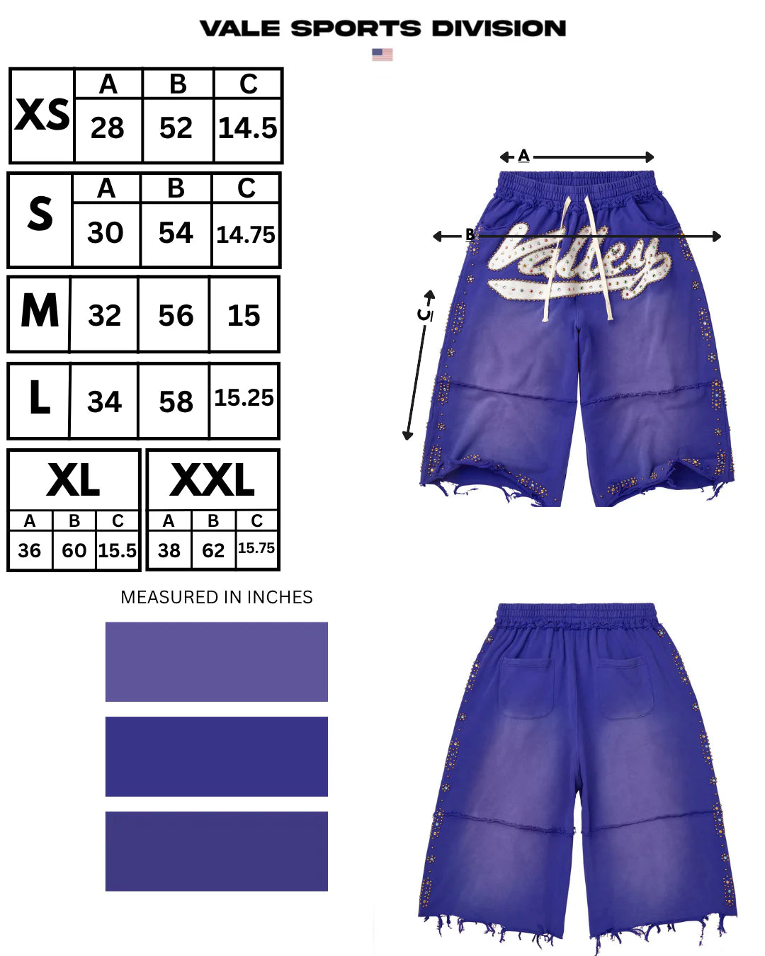 Vale "Skittles" Sapphire Blue 3 Quarter Sweat shorts