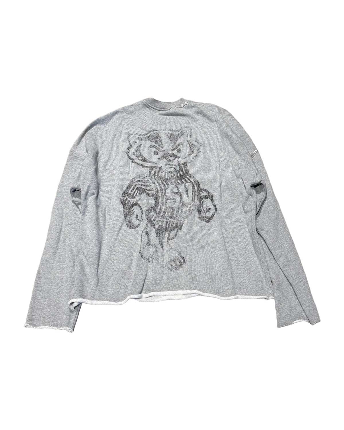 Saint Vanity "Badger" Grey Distressed Crewneck