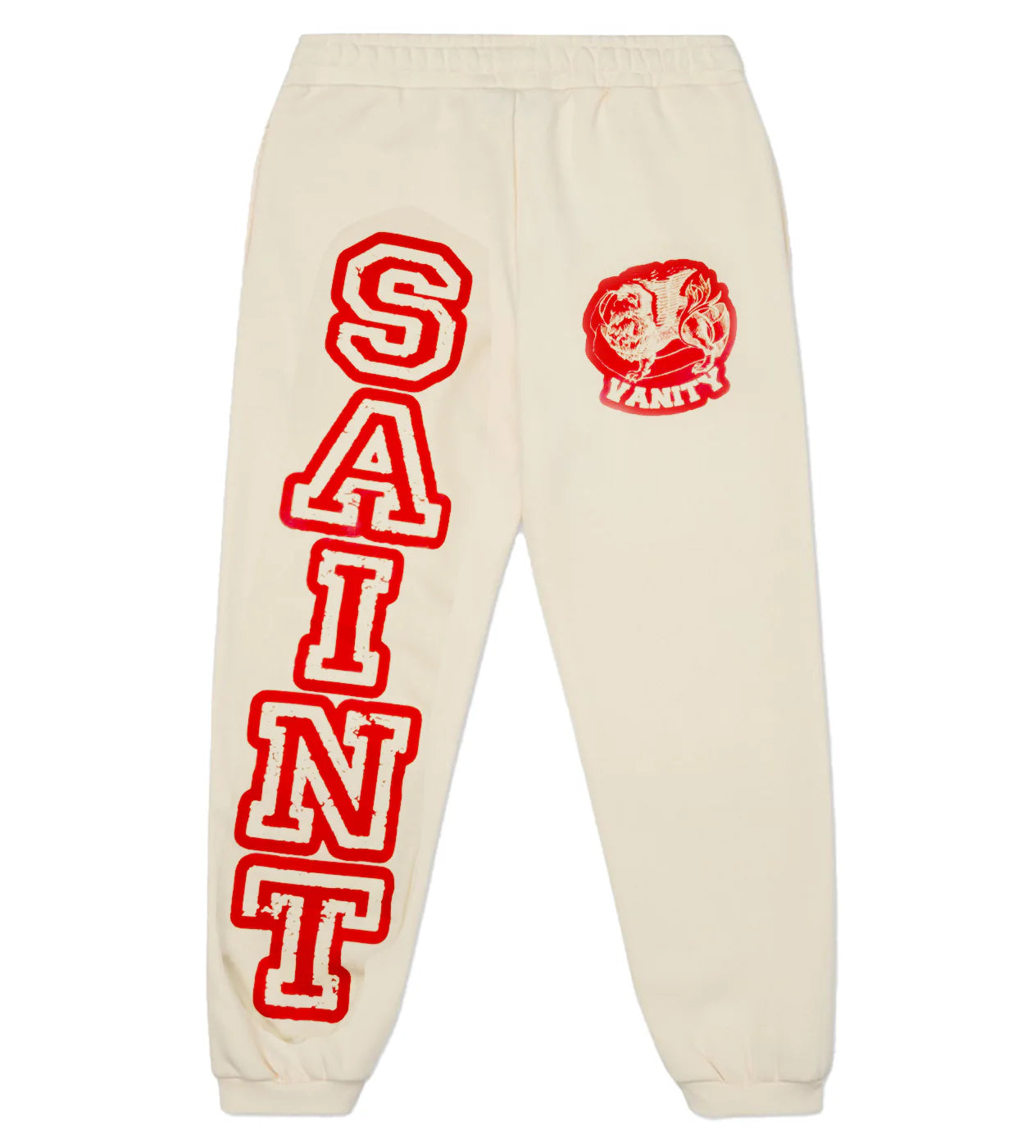 Saint Vanity "Varsity" Cream Sweatpants