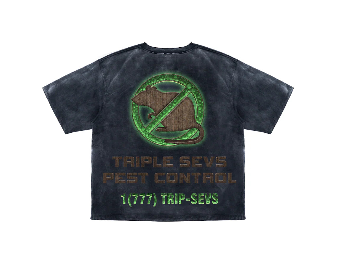 Triple 7s "Pest Control" Black T-Shirt