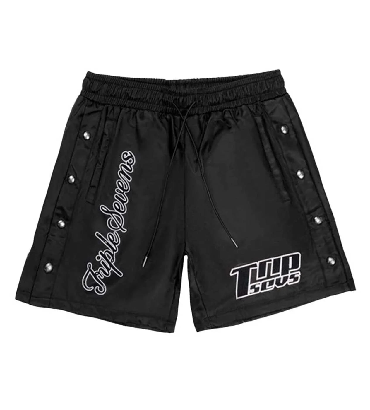 Triple 7s "Nylon Button Up" Black Shorts