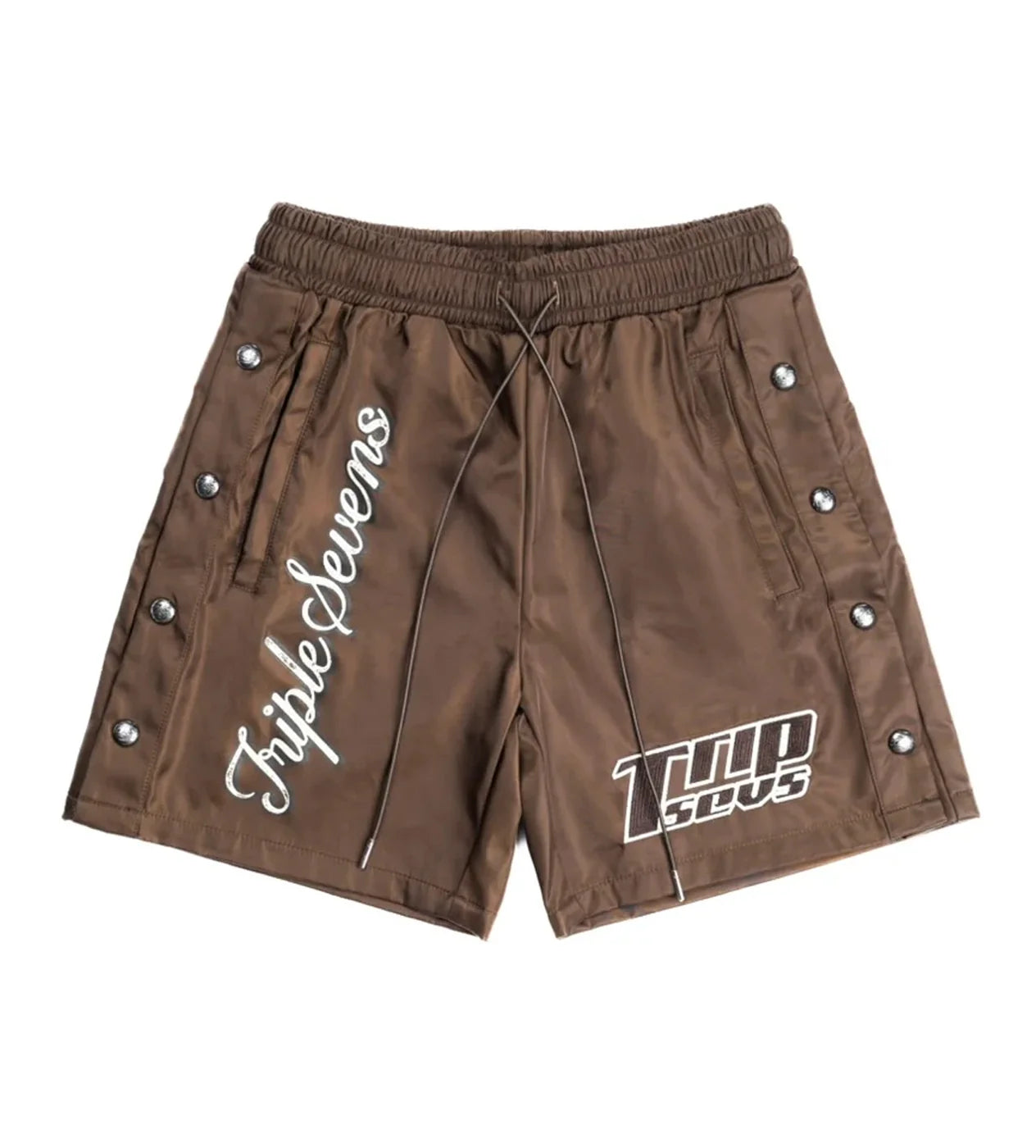 Triple 7s "Nylon Button Up" Brown Shorts