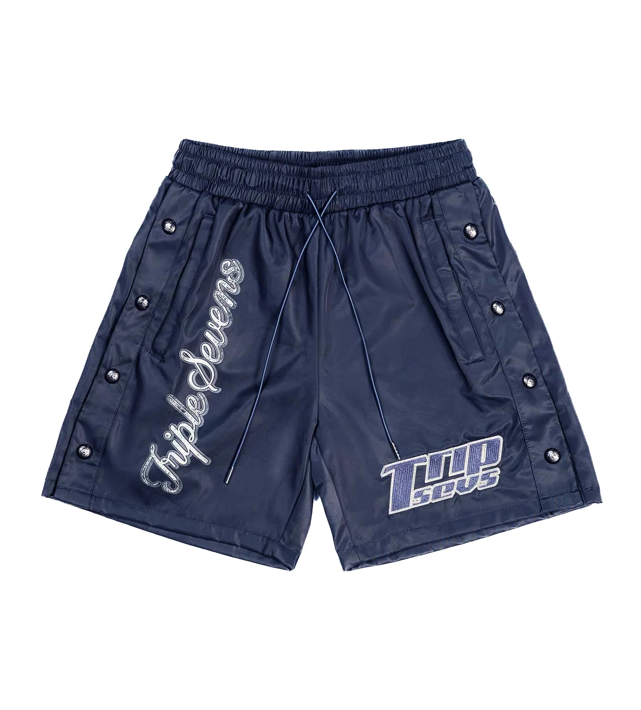 Triple 7s "Nylon Button Up" Navy Shorts
