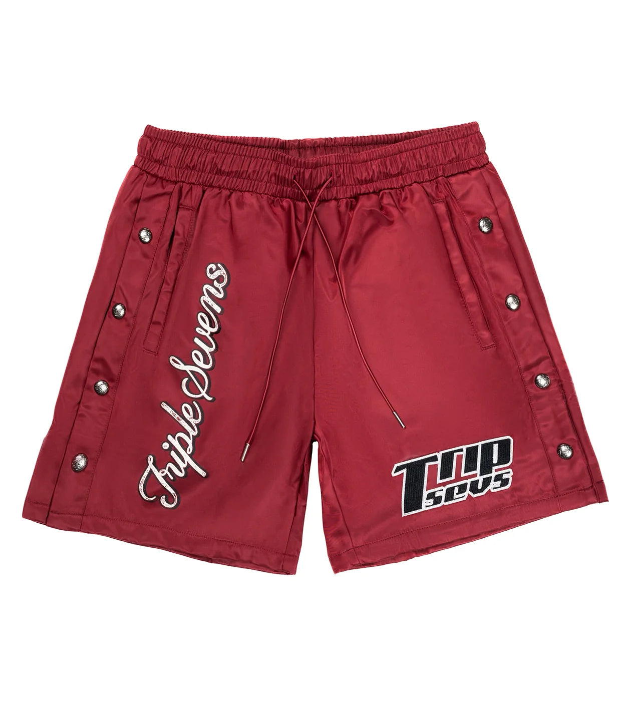 Triple 7s "Nylon Button Up" Red Shorts