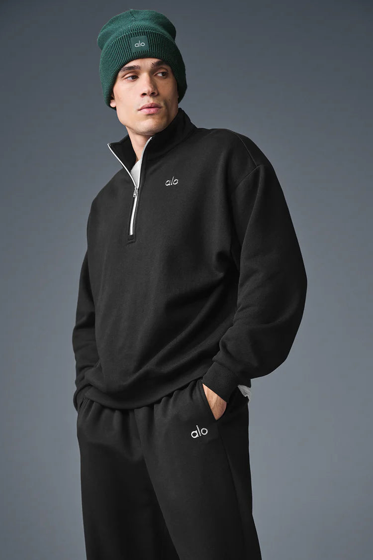 ALO "Quarter Zip" Black 1/4 Zip Pullover