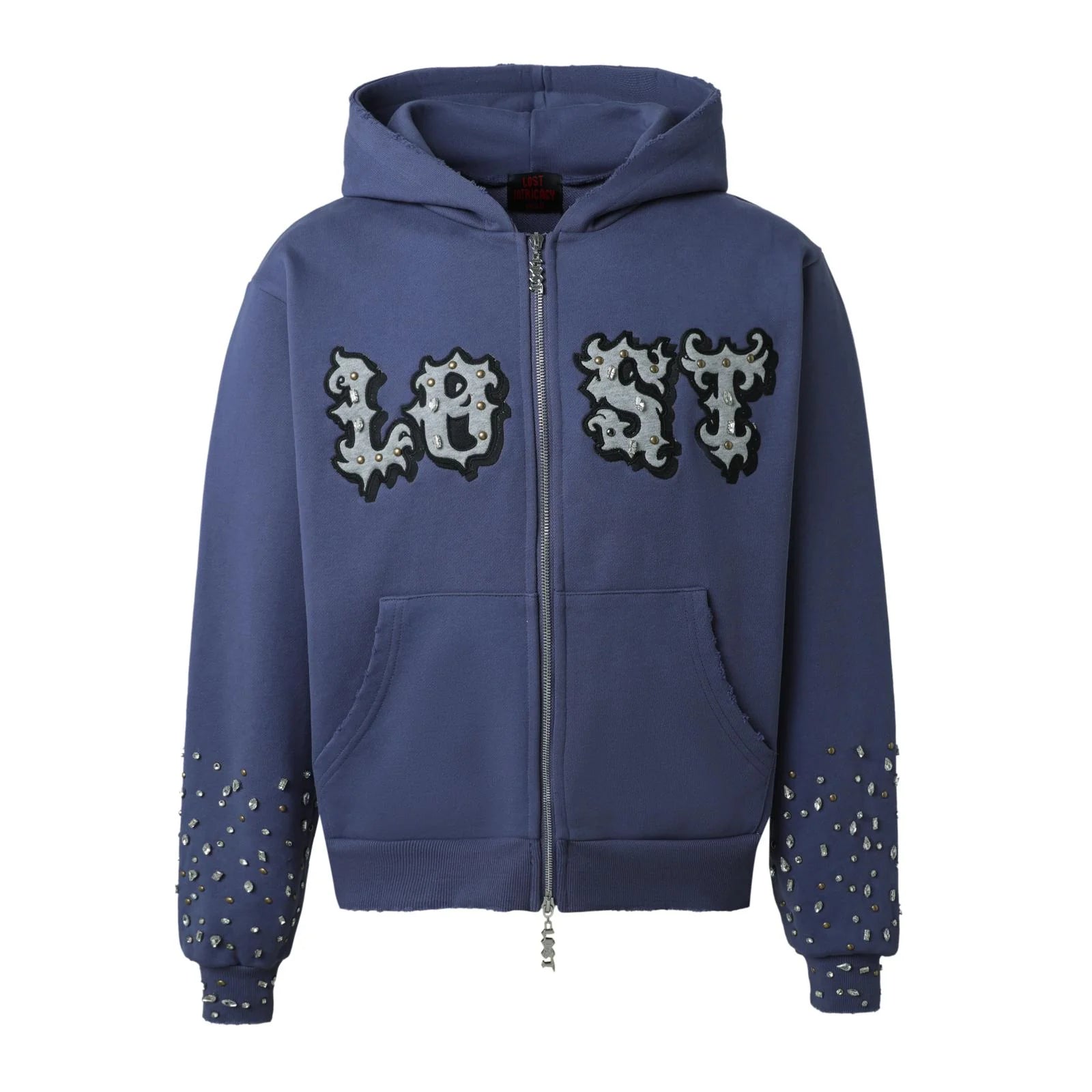 Lost Intricacy "Patches" Blue Zip-Up Hoodie