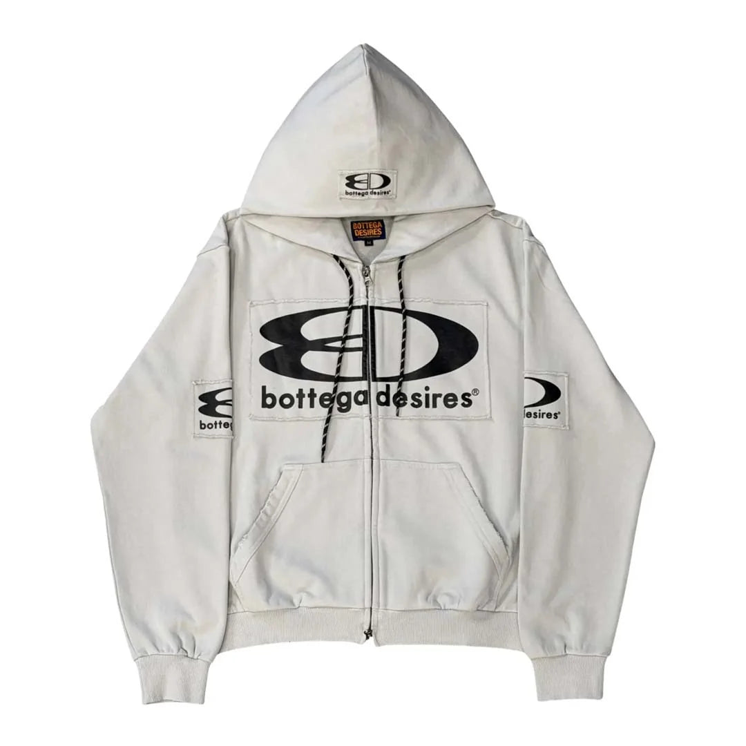 Bottega Desires "Tech" Grey Zip-Up Hoodie
