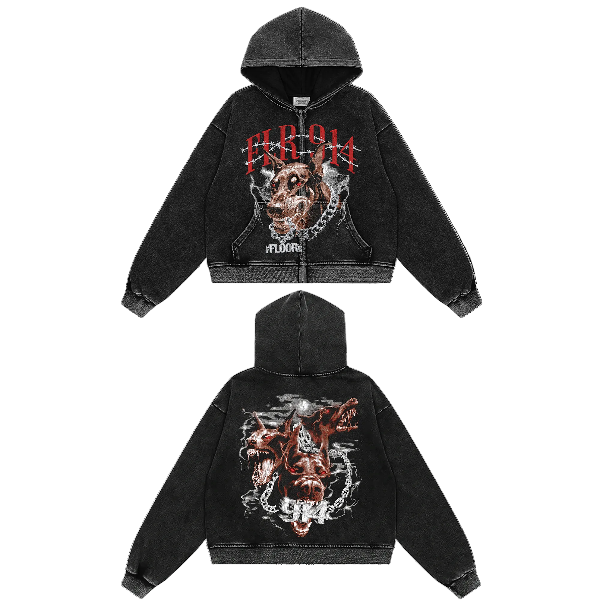 Floor 914 "Dog Chain" Zip-Up Hoodie